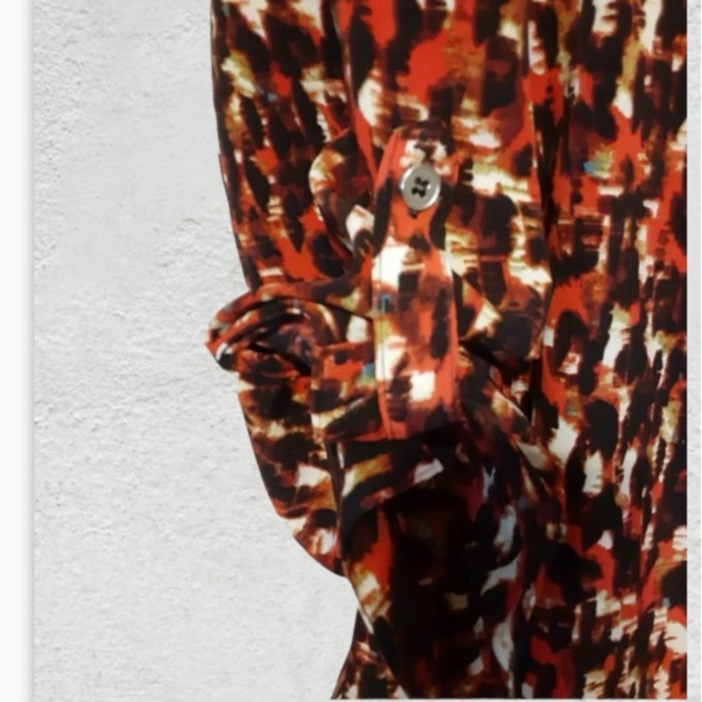 Notations Long Sleeve Button Up Career Painterly Blouse - Picture 12 of 14